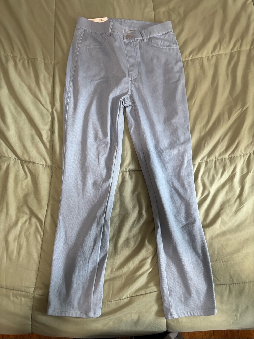 Pale Blue High-Rise Straight Leg Pants